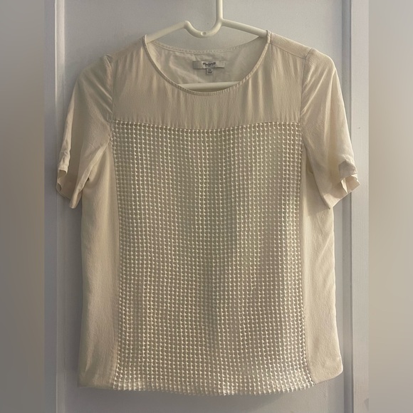 Madewell Tops - Madewell Cream Cotton and Silk T Shirt Blouse Size XS
